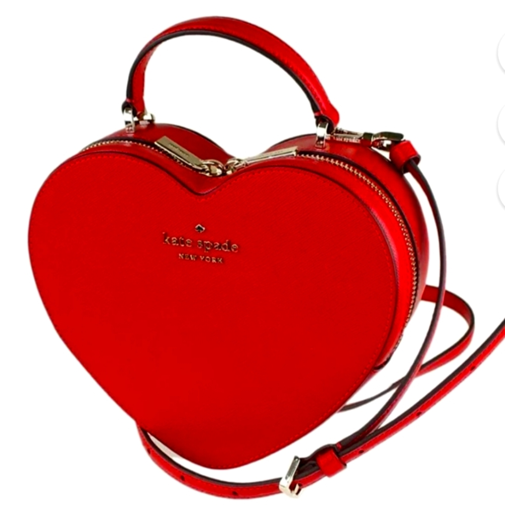 Kate Spade Red Heart Crossbody Bag with Gold Hardware